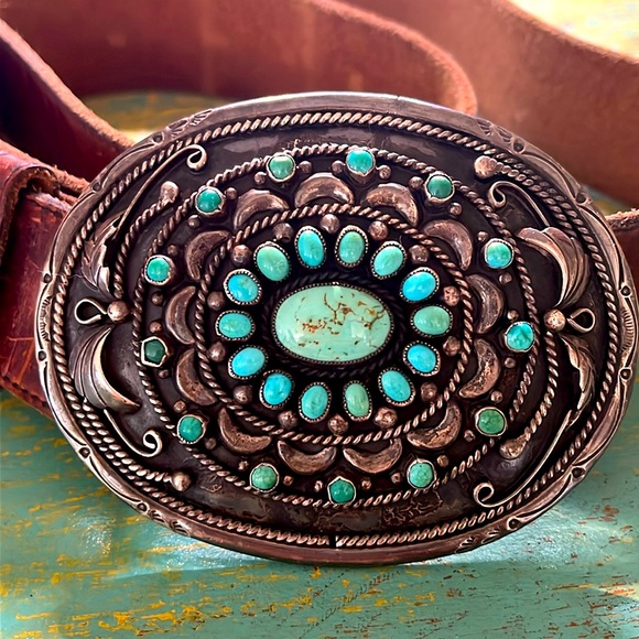 Vintage AL JOE Navaho turquoise belt from the 70’s. - Picture 1 of 12